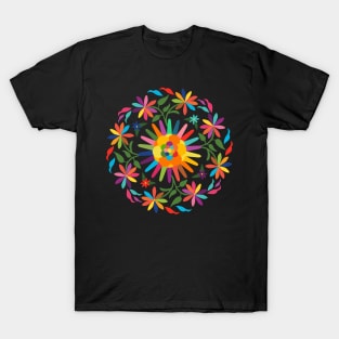 Mexican Otomí Floral Composition by Akbaly T-Shirt